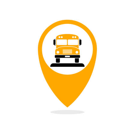 Shool bus tracking icon. Vector image isolated on white backgroundのイラスト素材