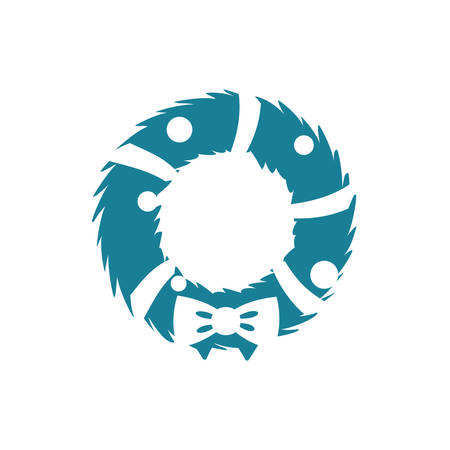 Christmas wreath simple icon. Vector silhouette isolated on white backgroundのイラスト素材