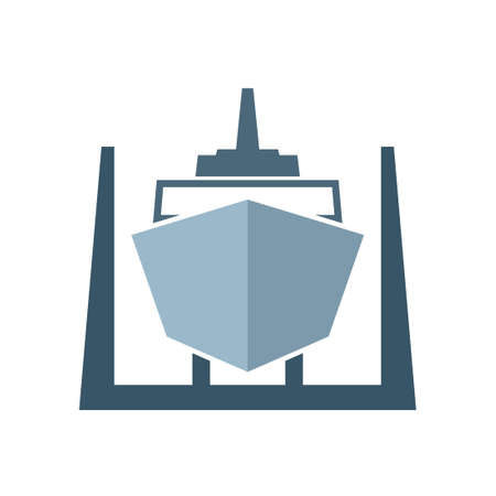 Ship in dry dock icon. Clipart image isolated on white background