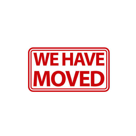 We have moved red stamp. Clipart image isolated on white backgroundのイラスト素材