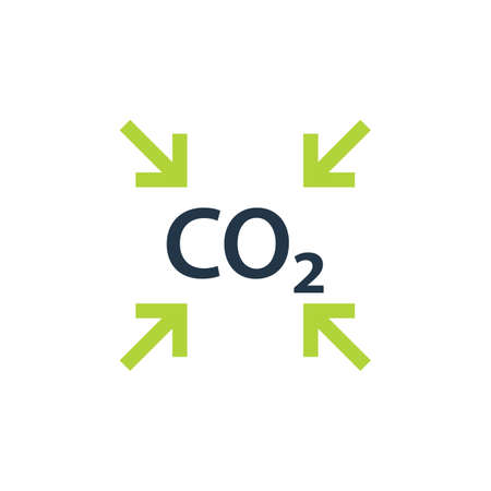 CO2 reduction icon with green arrows. Clipart image isolated on white backgroundのイラスト素材