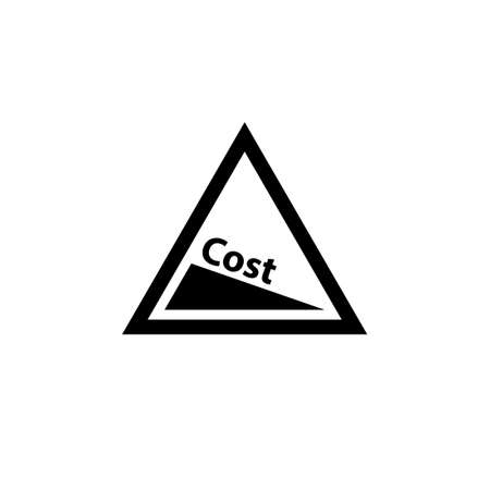 Cost reduction icon. Road sign. Clipart image isolated on white backgroundのイラスト素材