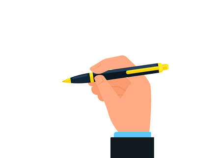 Hand holding pencil. Clipart image isolated on white backgroundのイラスト素材