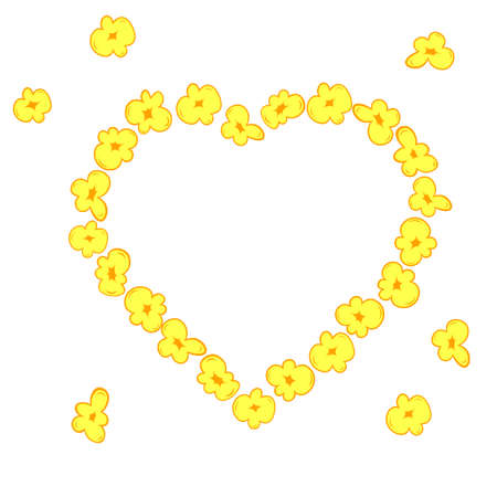 popcorn heart frame. Clipart image isolated on white backgroundのイラスト素材