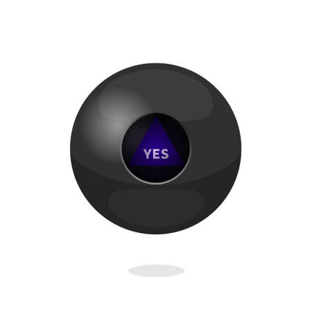Magic ball with YES icon. Clipart image isolated on white background