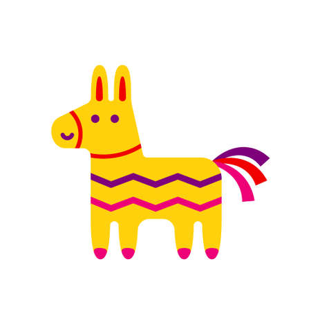 Pinata donkey flat icon. Clipart image isolated on white backgroundのイラスト素材