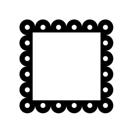 Scalloped square frame with dots. Clipart image isolated on white backgroundのイラスト素材