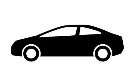 Car side view silhouette icon. Clipart image isolated on white backgroundのイラスト素材