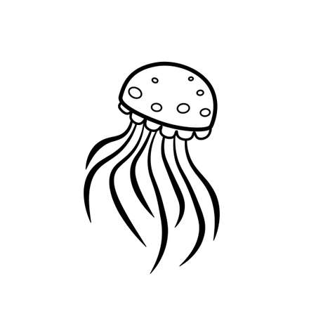 Box Jellyfish outline icon. Clipart image isolated on white backgroundのイラスト素材