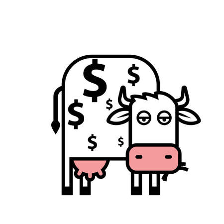 Cash cow cartoon icon. Clipart image isolated on white backgroundのイラスト素材