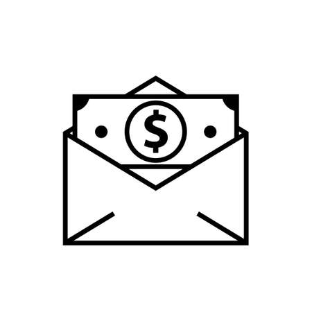 Money cash in envelope. Bribery concept icon. Clipart image isolated on white backgroundのイラスト素材