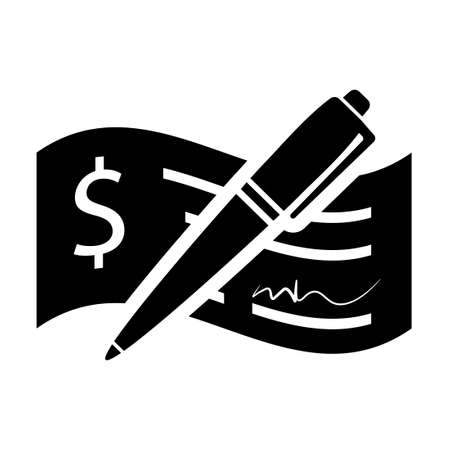Check deposit with pen icon. Clipart image isolated on white backgroundのイラスト素材