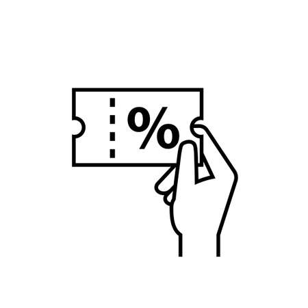Hand holding discount coupon. Clipart image isolated on white backgroundのイラスト素材