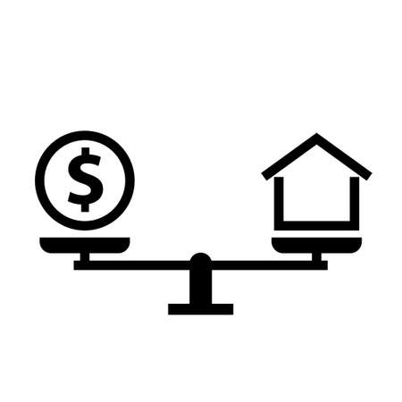 Mortgage balance concept silhouette icon. Clipart image isolated on white backgroundのイラスト素材