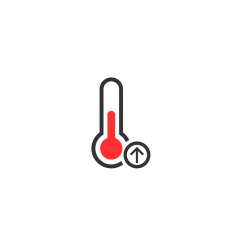 Temperature rising icon. Clipart image isolated on white backgroundのイラスト素材