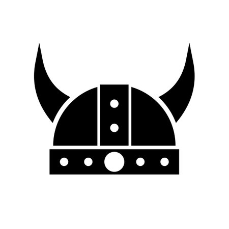 Viking helmet silhouette icon. Clipart image isolated on white backgroundのイラスト素材