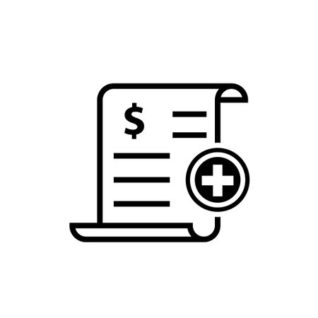 Medical bill outline icon. Clipart image isolated on white backgroundのイラスト素材