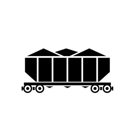 Coal train wagon silhouette icon. Clipart image isolated on white backgroundのイラスト素材