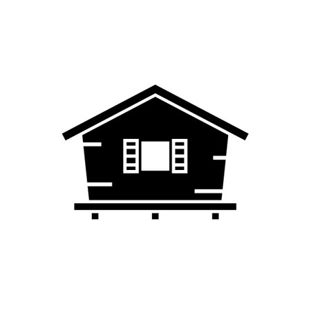 Bungalow silhouette icon. Clipart image isolated on white backgroundのイラスト素材