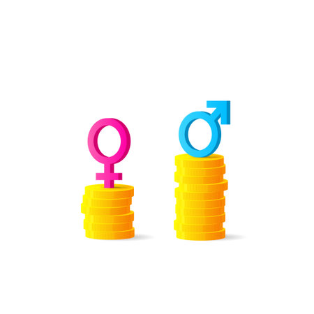 Gender gap or unequal pay concept. Clipart image isolated on white backgroundのイラスト素材