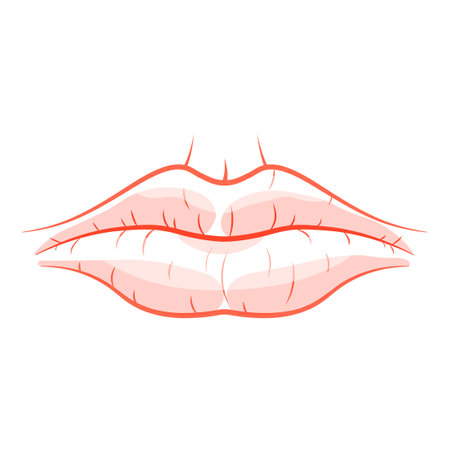 Dry mouth icon. Dry cracked woman lips. Clipart image isolated on white backgroundのイラスト素材