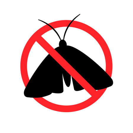 Stop clothing moth sign. Clipart image isolated on white backgroundのイラスト素材