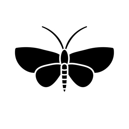 Clothing moth silhouette icon. Clipart image isolated on white backgroundのイラスト素材