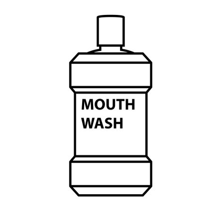 Mouthwash bottle outline icon. Clipart image isolated on white backgroundのイラスト素材