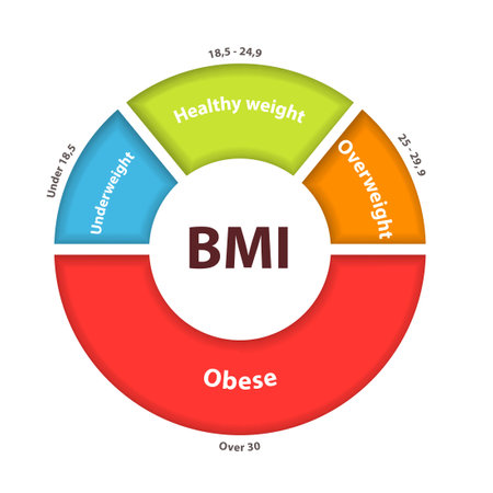 BMI or body mass index dial chart. Clipart image isolated on white backgroundのイラスト素材