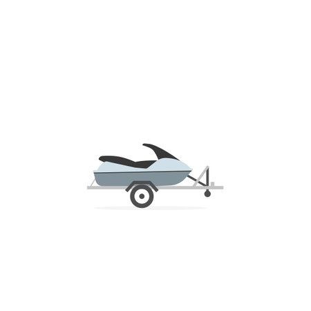 Jet ski on automobile trailer icon. Clipart image isolated on white backgroundのイラスト素材