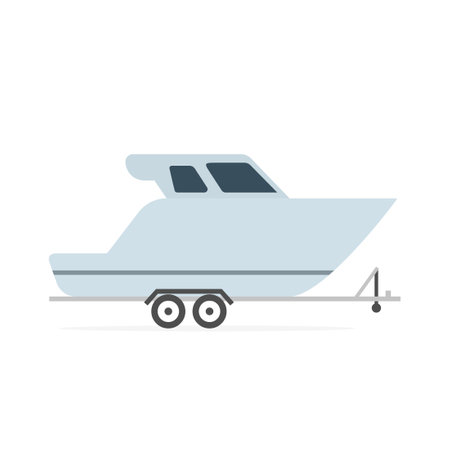Speedboat on car trailer icon. Clipart image isolated on white backgroundのイラスト素材