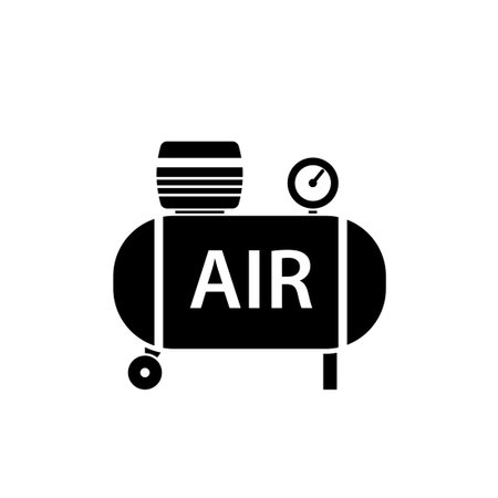 Air compressor silhouette icon. Clipart image isolated on white backgroundのイラスト素材