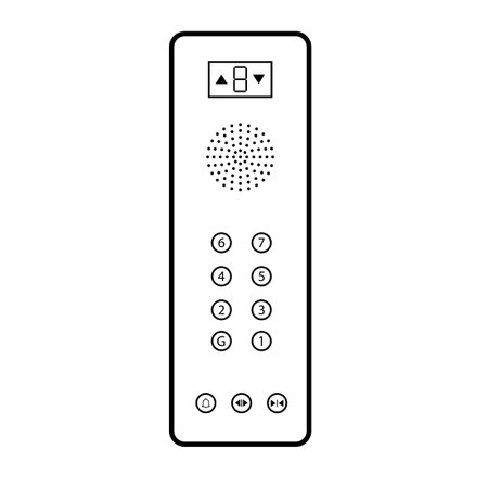 Elevator buttons panel outline. Clipart image isolated on white background