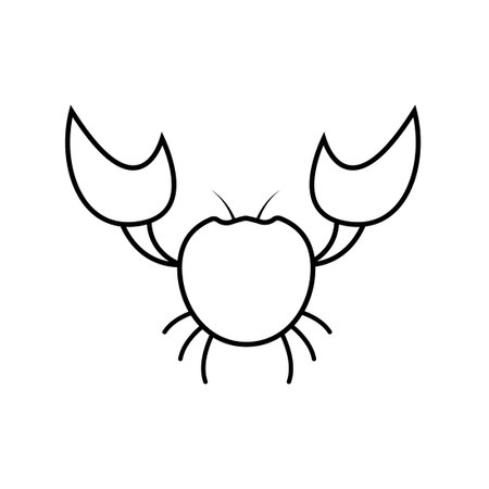 Red crab outline icon. Seafood clipart isolated on white backgroundのイラスト素材