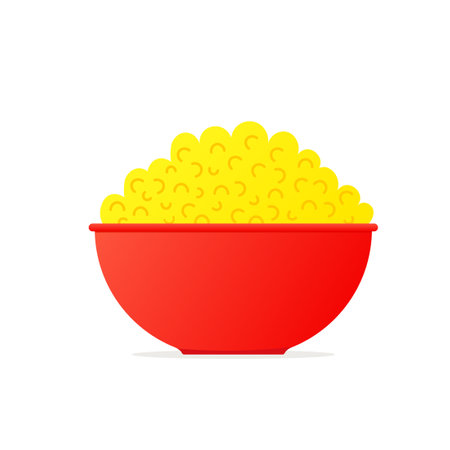 Popcorn in bowl icon. Food clipart isolated on white backgroundのイラスト素材