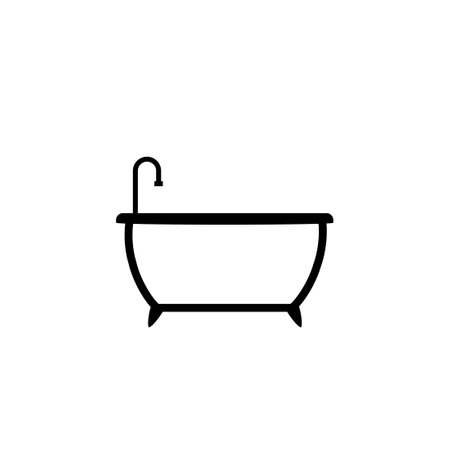 Bathtub and faucet icon. Bathroom clipart isolated on white backgroundのイラスト素材