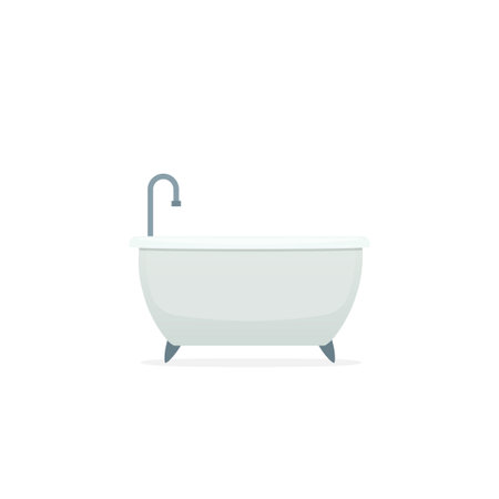 Bathtub and faucet icon. Bathroom clipart isolated on white backgroundのイラスト素材