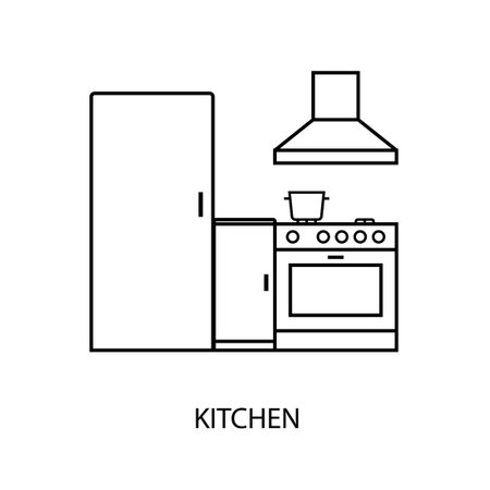 Kitchen room outline icon. Clipart image isolated on white backgroundのイラスト素材