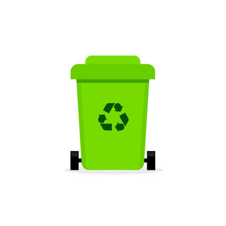 Wheelie bin simple icon. Waste clipart isolated on white backgroundのイラスト素材