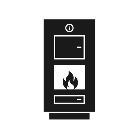 Solid Fuel Boiler silhouette. Clipart image isolated on white backgroundのイラスト素材