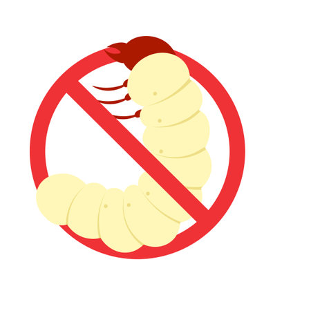 White Grub stop sign. Lawn Pest Control clipart isolated on white backgroundのイラスト素材