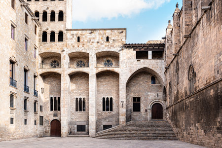 Placa del Rei , Kings Square , at city Gothic town area of Barcelonaのeditorial素材