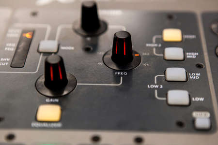 Recording studio equipment. Professional audio mixing console.の写真素材