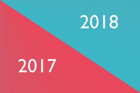 New year background. Border transition between 2017 and 2018 years. Red 2017 and blue 2018 years...