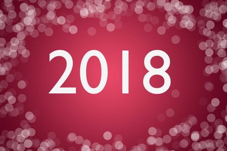2018 text on pink background with bokeh for your design happy new year cardの写真素材