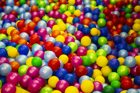 colorful plastic balls on children's playgroundの写真素材