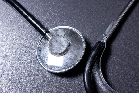 Stethoscope close up. Diagnosis of diseases. Medicine and examination conceptの写真素材
