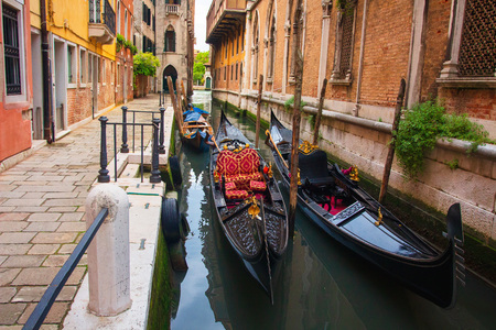 Gondolas in Venice canal. Venice cityscape, Italyの写真素材