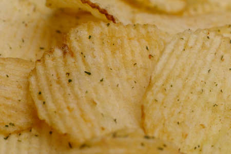 Close up image of potato crispsの写真素材