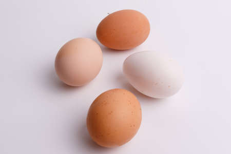 three eggs isolated on white backgroundの写真素材